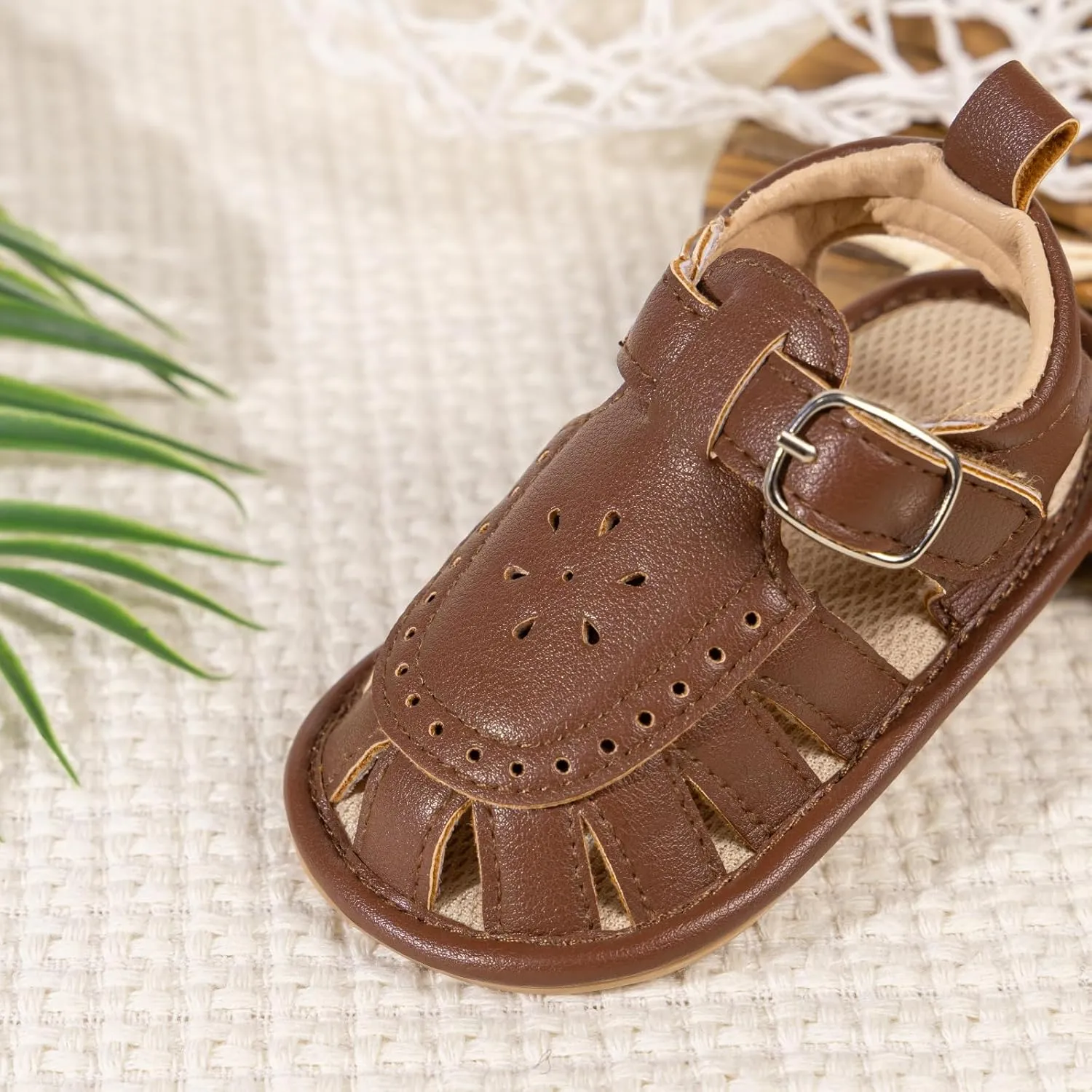 ISINSER Infant Boys Girls Sandals Newborn Closed Toe Summer Outdoor Sandal Baby Nonslip Soft Sole Crib Shoes First Walkers Prewalkers