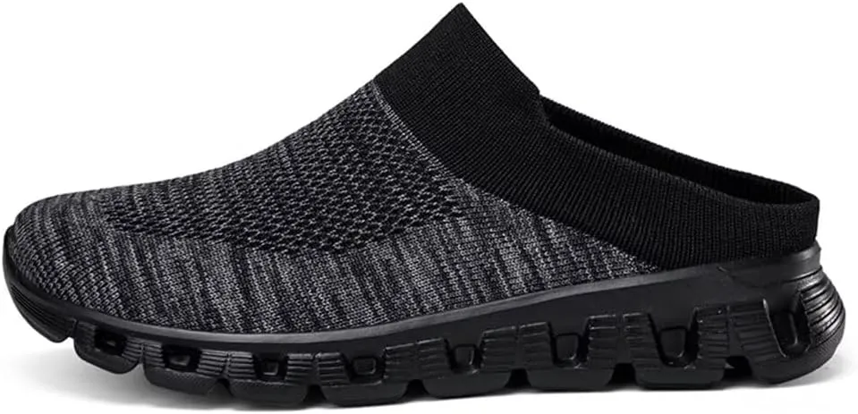 Jakcuz Men Mules Backless Sneakers Breathable Open Back Casual Slippers for Men