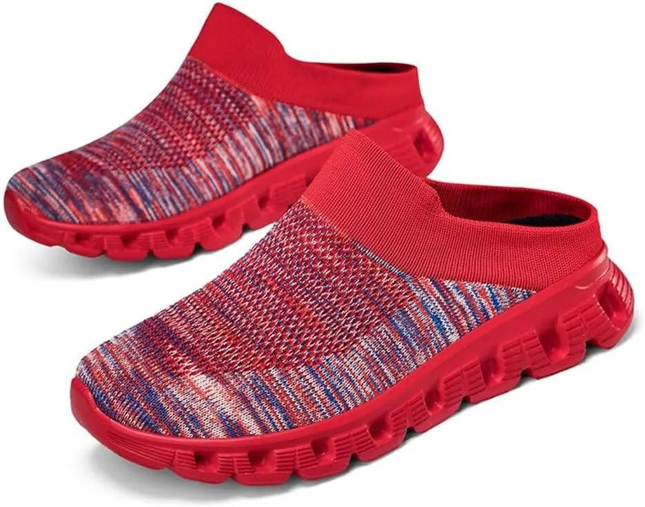 Jakcuz Men Mules Backless Sneakers Breathable Open Back Casual Slippers for Men