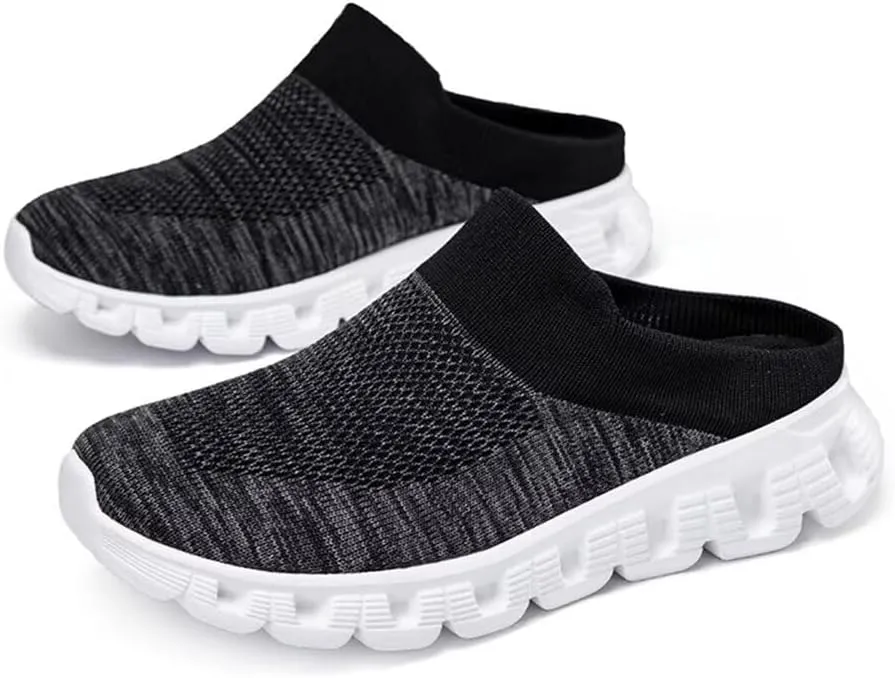 Jakcuz Men Mules Backless Sneakers Breathable Open Back Casual Slippers for Men
