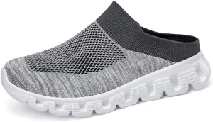Jakcuz Men Mules Backless Sneakers Breathable Open Back Casual Slippers for Men