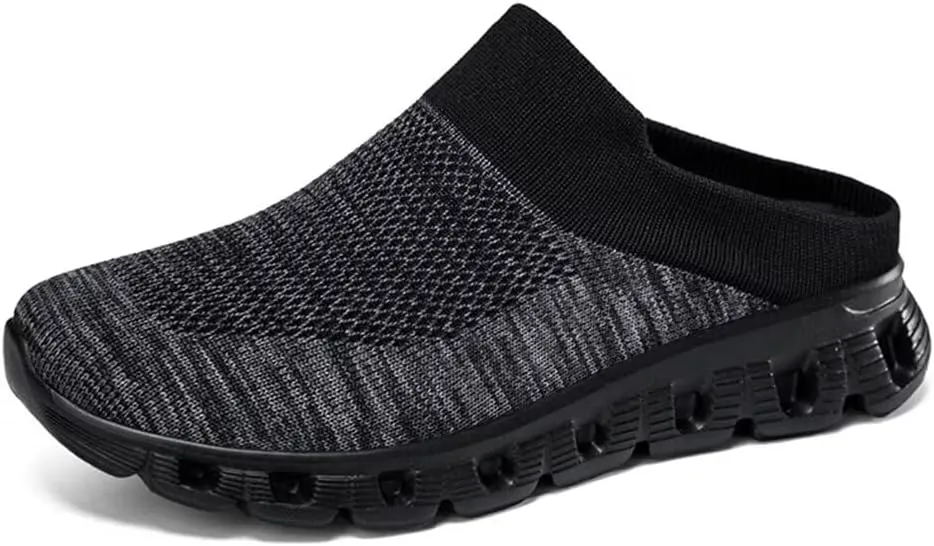 Jakcuz Men Mules Backless Sneakers Breathable Open Back Casual Slippers for Men