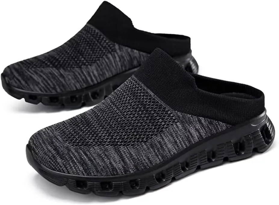 Jakcuz Men Mules Backless Sneakers Breathable Open Back Casual Slippers for Men