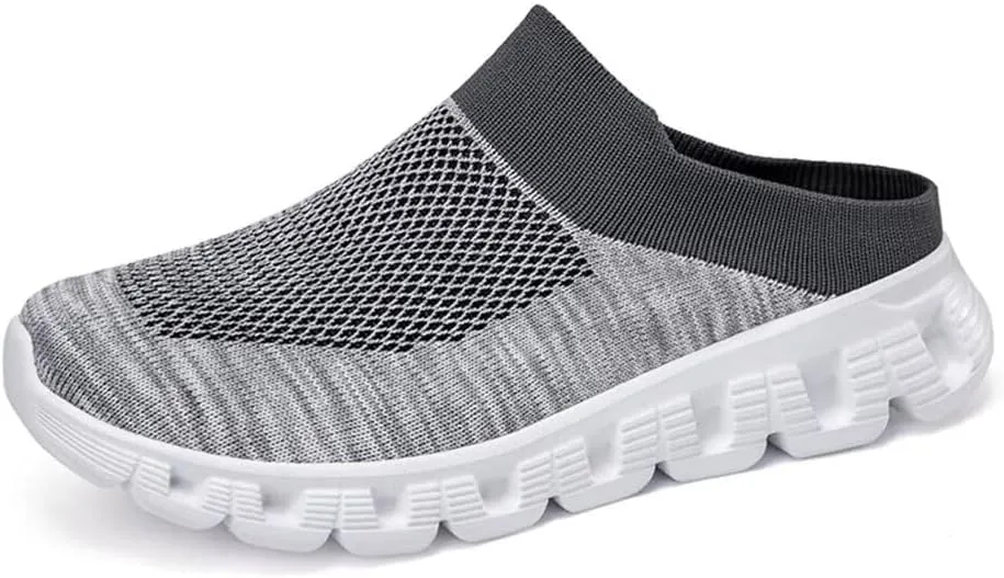Jakcuz Men Mules Backless Sneakers Breathable Open Back Casual Slippers for Men