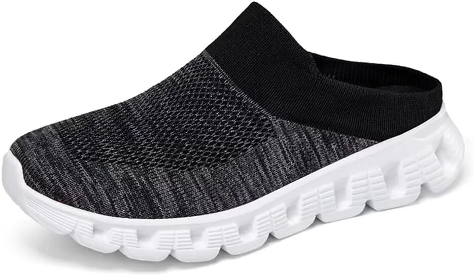 Jakcuz Men Mules Backless Sneakers Breathable Open Back Casual Slippers for Men