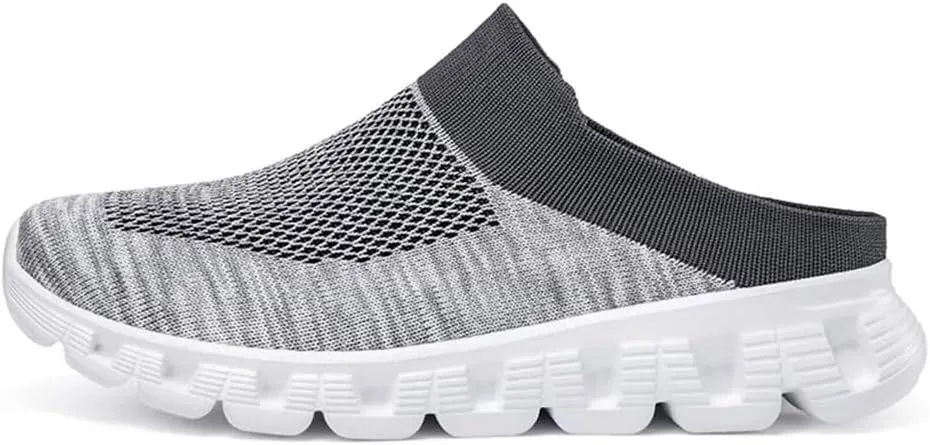 Jakcuz Men Mules Backless Sneakers Breathable Open Back Casual Slippers for Men