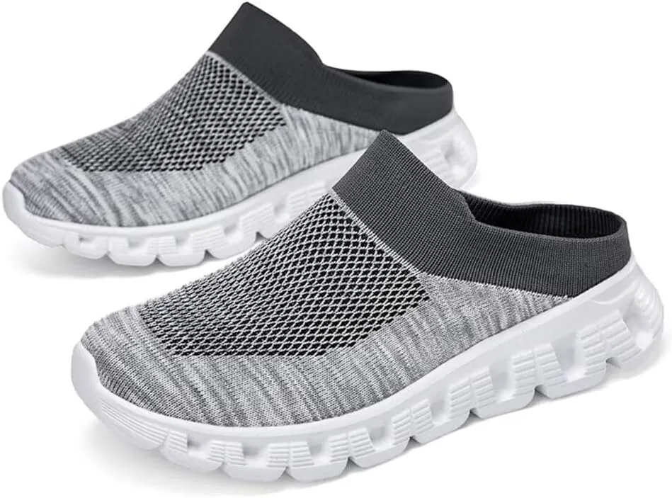 Jakcuz Men Mules Backless Sneakers Breathable Open Back Casual Slippers for Men