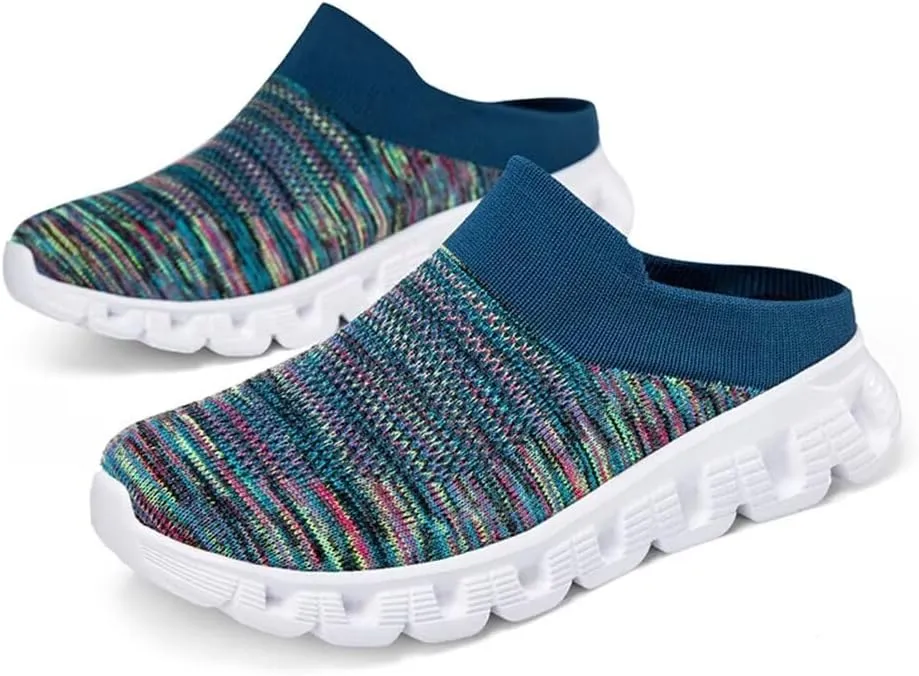 Jakcuz Men Mules Backless Sneakers Breathable Open Back Casual Slippers for Men