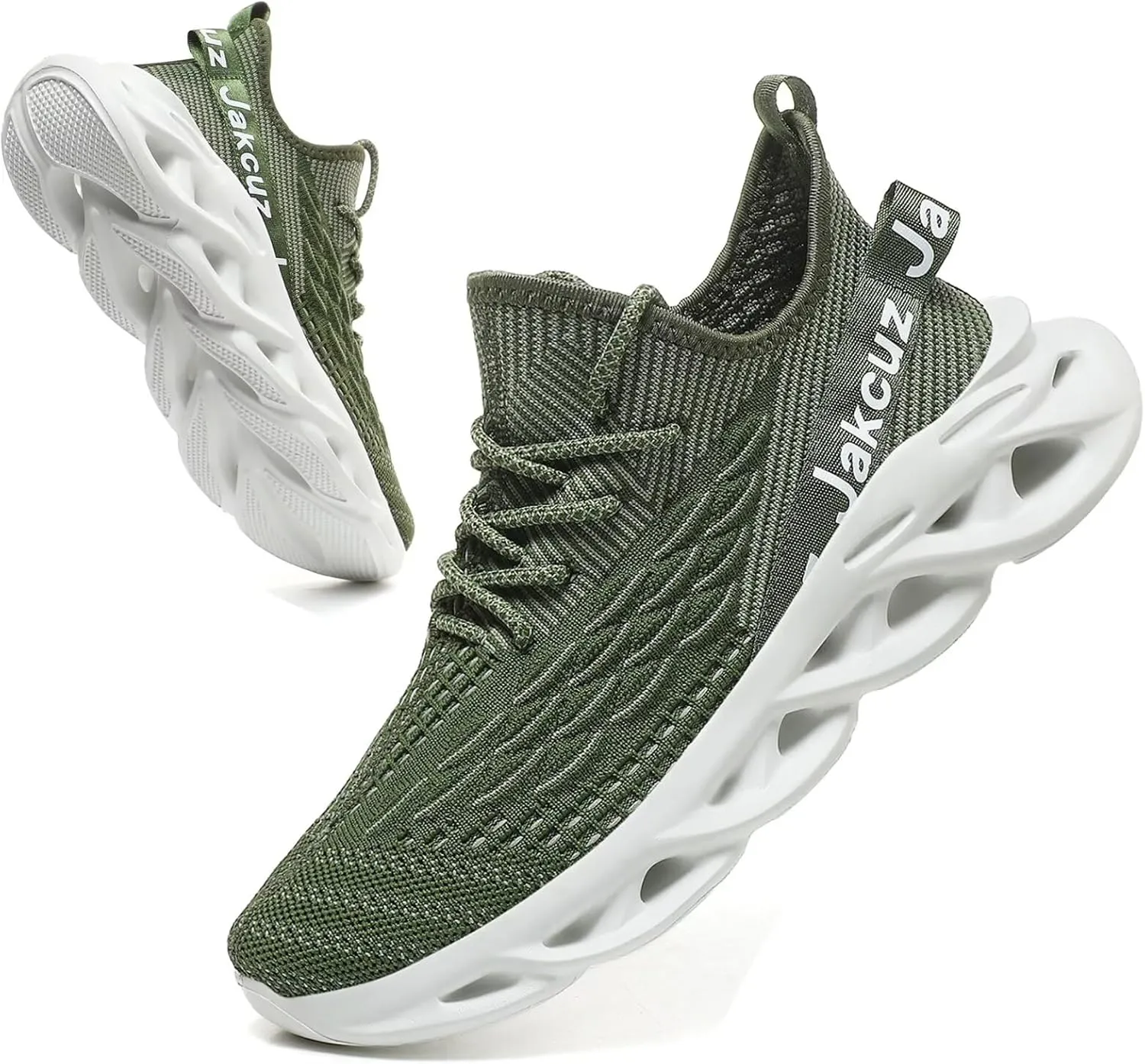 Jakcuz Plus Size Men's Lightweight Walking Shoes Mesh Fish Scale Pattern Fashion Sneakers
