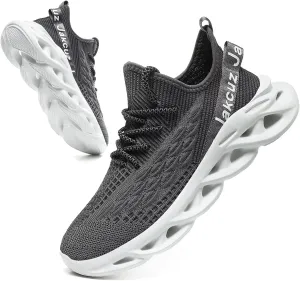 Jakcuz Plus Size Men's Lightweight Walking Shoes Mesh Fish Scale Pattern Fashion Sneakers