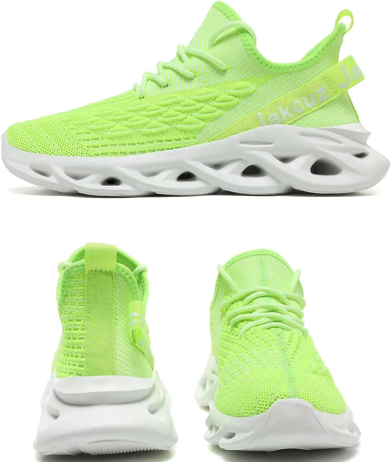 Jakcuz Plus Size Men's Lightweight Walking Shoes Mesh Fish Scale Pattern Fashion Sneakers