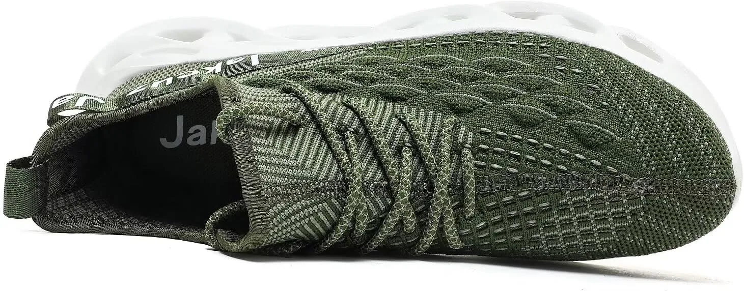 Jakcuz Plus Size Men's Lightweight Walking Shoes Mesh Fish Scale Pattern Fashion Sneakers
