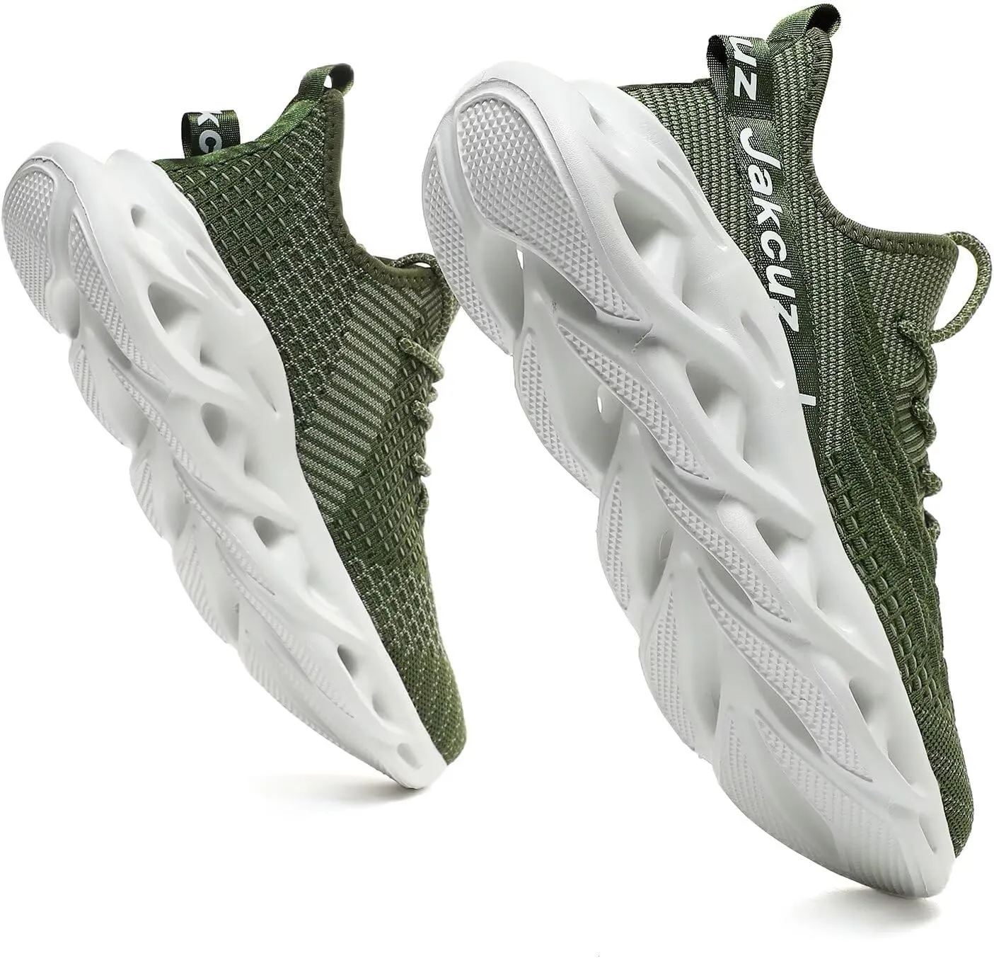 Jakcuz Plus Size Men's Lightweight Walking Shoes Mesh Fish Scale Pattern Fashion Sneakers