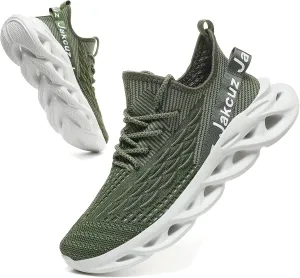 Jakcuz Plus Size Men's Lightweight Walking Shoes Mesh Fish Scale Pattern Fashion Sneakers