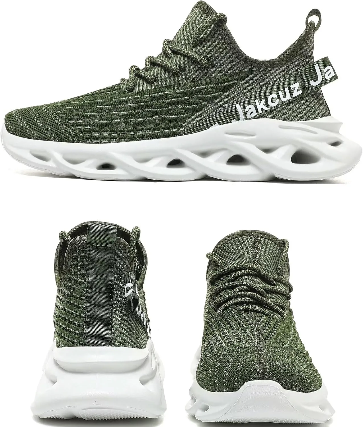 Jakcuz Plus Size Men's Lightweight Walking Shoes Mesh Fish Scale Pattern Fashion Sneakers