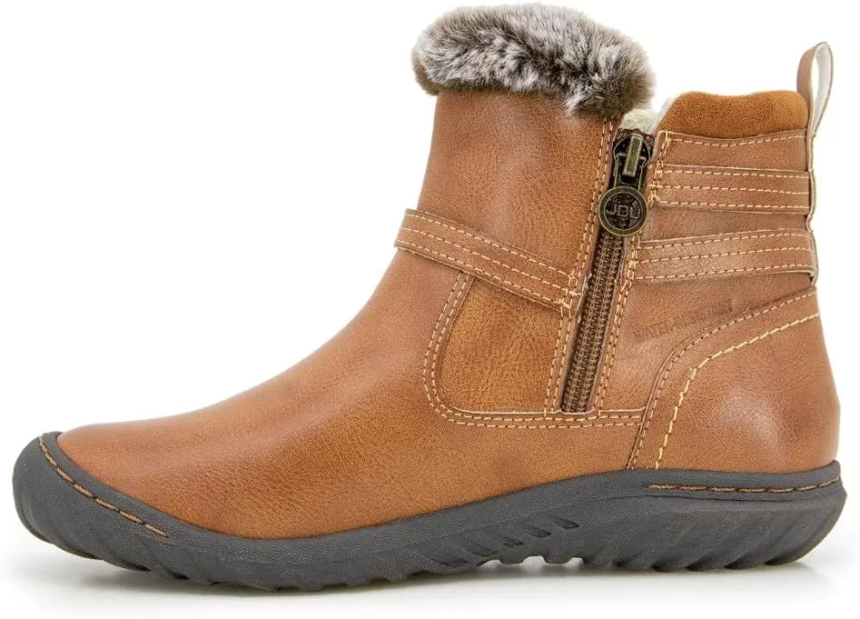 JBU Women's Dolce Faux Fur Trim Water Resistant Fashion Side Zipper Ankle Bootie