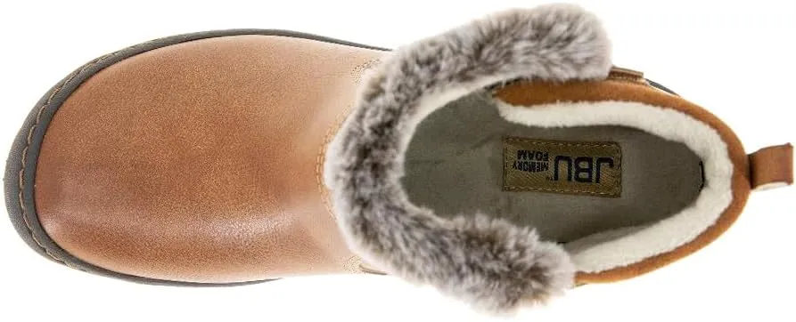 JBU Women's Dolce Faux Fur Trim Water Resistant Fashion Side Zipper Ankle Bootie