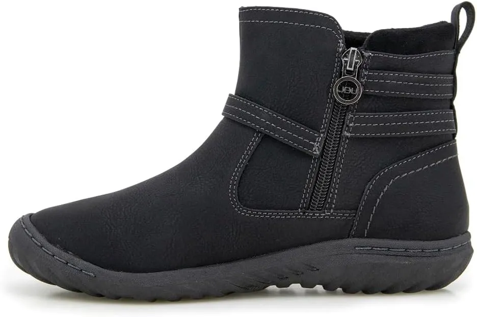 JBU Women's Dolce Faux Fur Trim Water Resistant Fashion Side Zipper Ankle Bootie