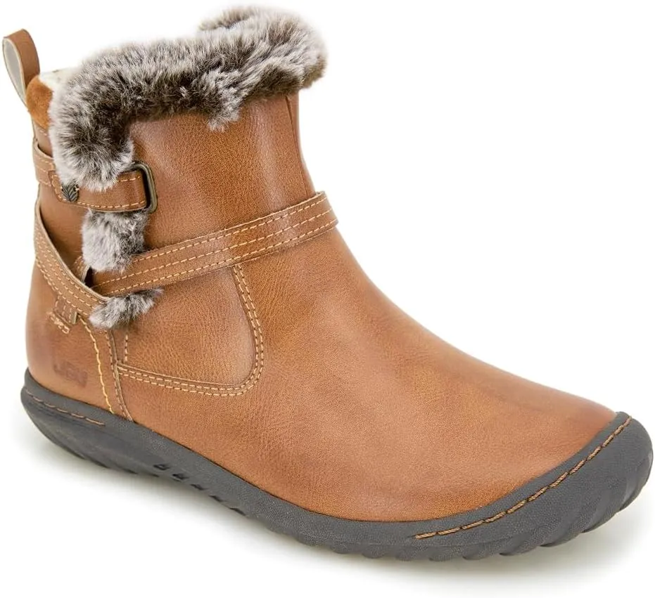 JBU Women's Dolce Faux Fur Trim Water Resistant Fashion Side Zipper Ankle Bootie