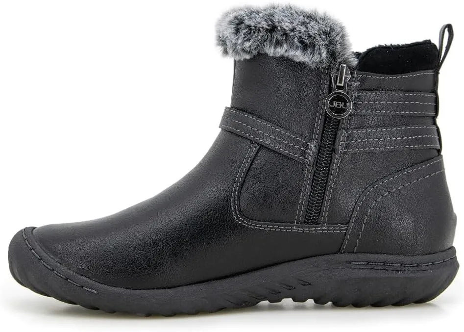 JBU Women's Dolce Faux Fur Trim Water Resistant Fashion Side Zipper Ankle Bootie