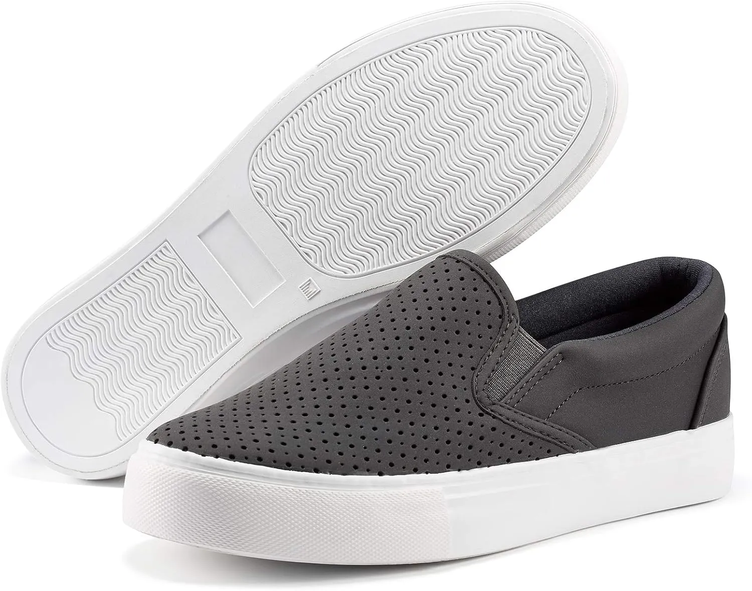 JENN ARDOR Womens Slip On Sneakers Perforated/Quilted Casual Shoes Fashion Walking Flats