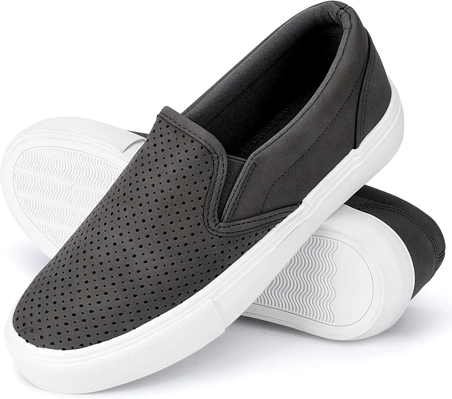JENN ARDOR Womens Slip On Sneakers Perforated/Quilted Casual Shoes Fashion Walking Flats