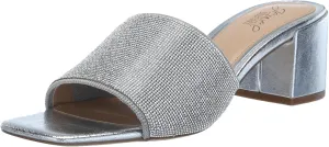 Jewel Badgley Mischka Harlyn Block Heeled Mules with Crystal Vamp