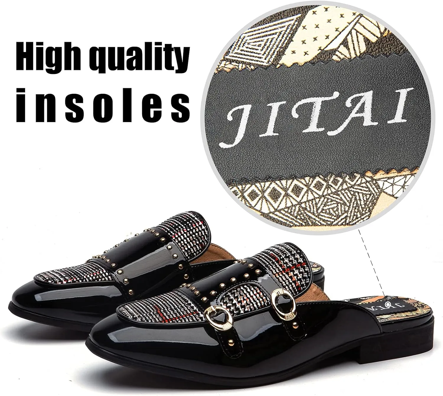JITAI Men's Mules - Slip-On Loafers, Casual Half Loafers, Backless Sandals
