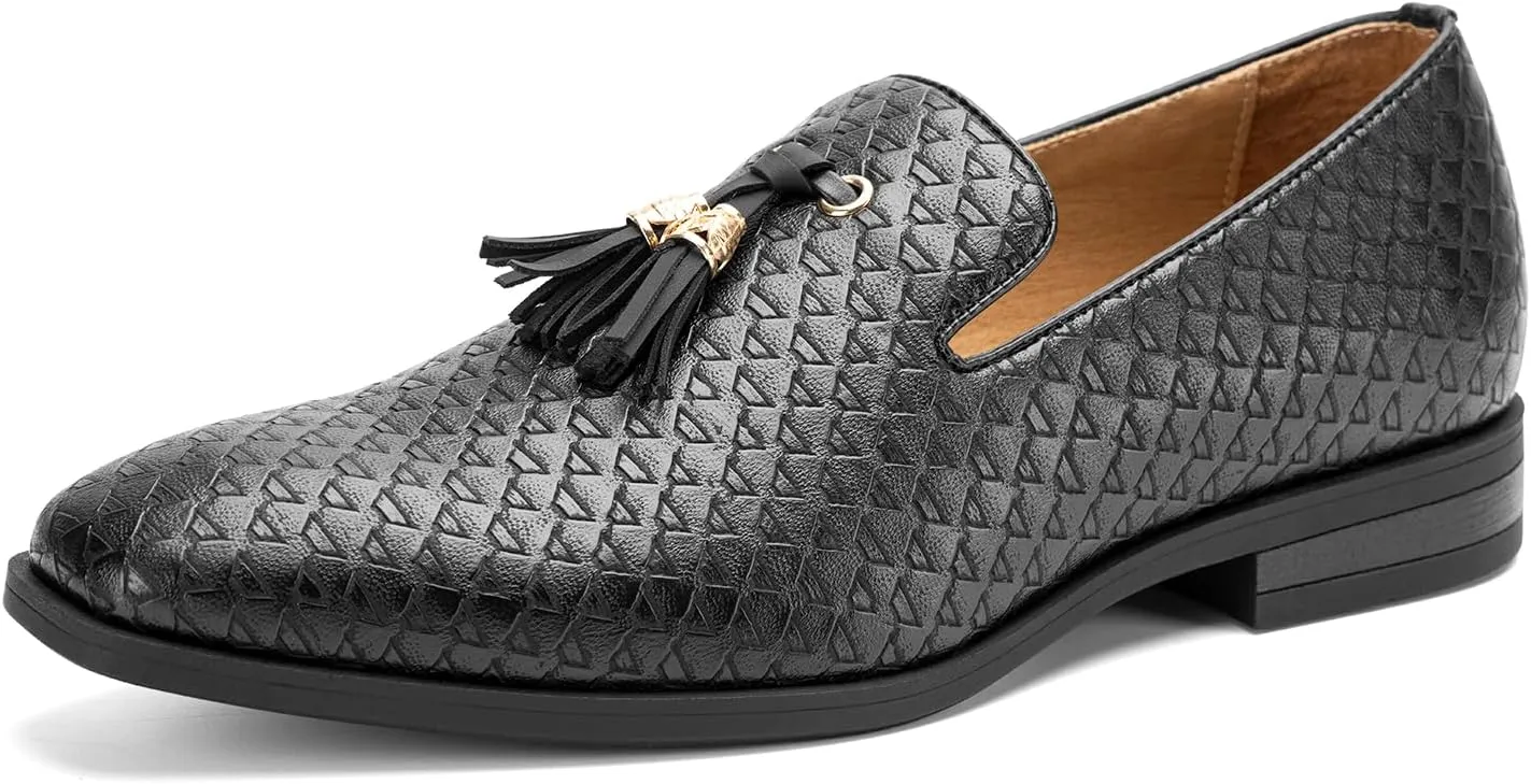 JITAI Men's Slip On Dress Casual Loafers with Tassel and Penny, Perfect for Weddings and Disco Nights, Fashionable Tuxedo Shoes with Comfortable Rubber Sole.