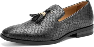 JITAI Men's Slip On Dress Casual Loafers with Tassel and Penny, Perfect for Weddings and Disco Nights, Fashionable Tuxedo Shoes with Comfortable Rubber Sole.