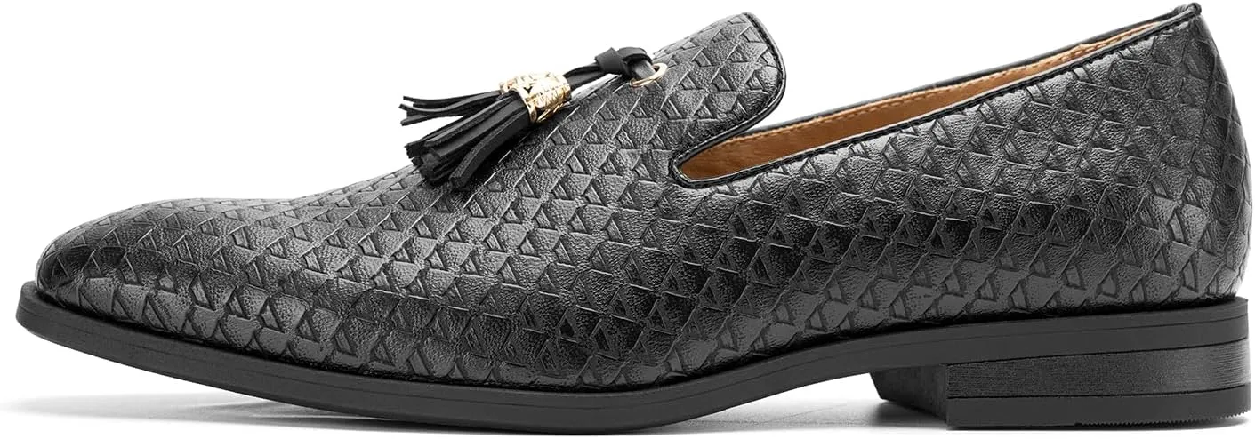 JITAI Men's Slip On Dress Casual Loafers with Tassel and Penny, Perfect for Weddings and Disco Nights, Fashionable Tuxedo Shoes with Comfortable Rubber Sole.