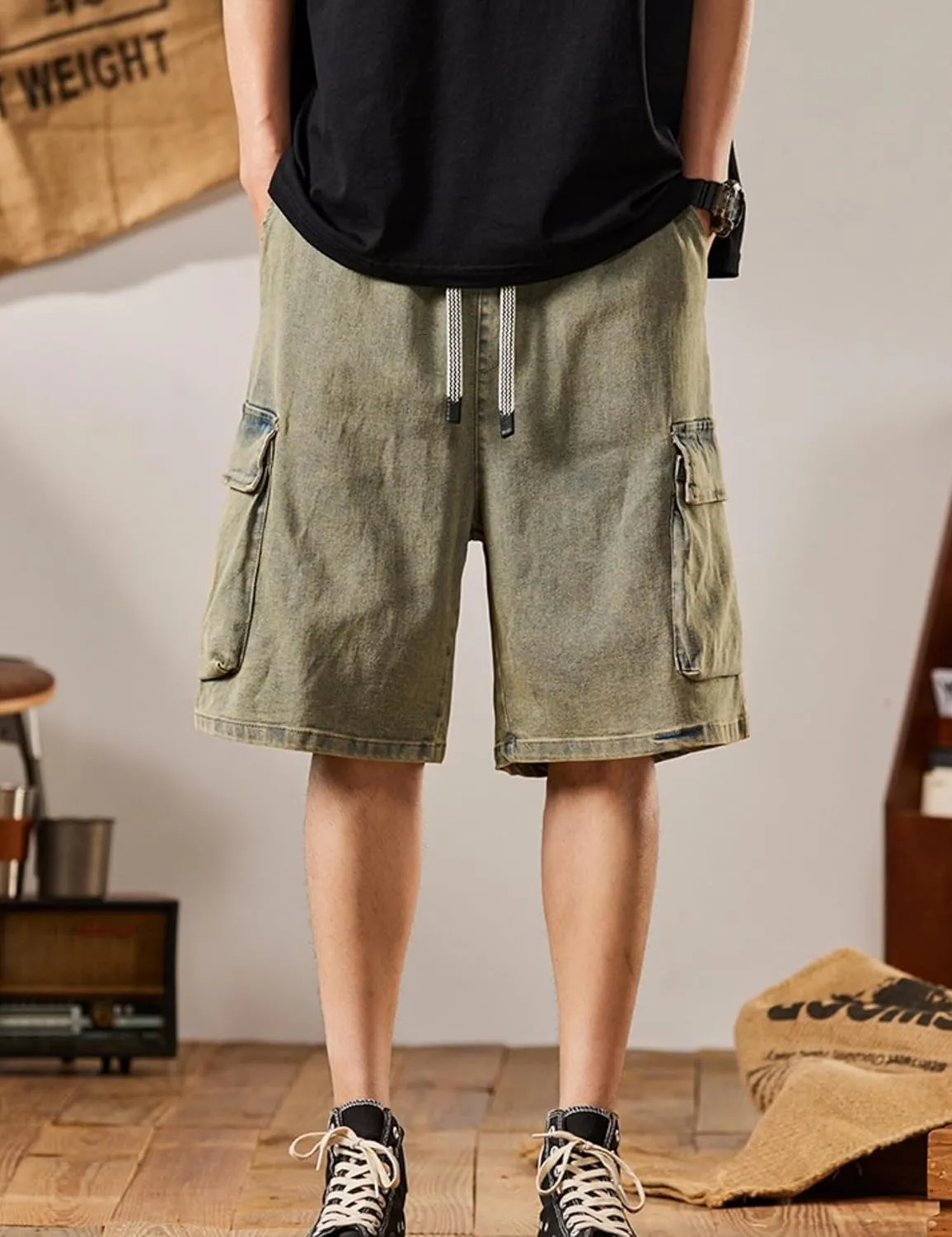 Jorts Men Baggy Y2k Hip Hop Shorts Cargo Shorts Y2k Skater Jeans Streetwear Jeans