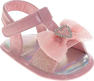 Josmo Baby Girl Sandals Summer Crib Sandals Bowknot Soft Sole Infant Girls Princess Dress Flats First Walker Shoes Size 2-4 Infant