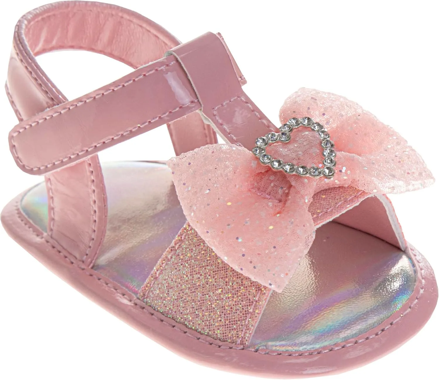 Josmo Baby Girl Sandals Summer Crib Sandals Bowknot Soft Sole Infant Girls Princess Dress Flats First Walker Shoes Size 2-4 Infant