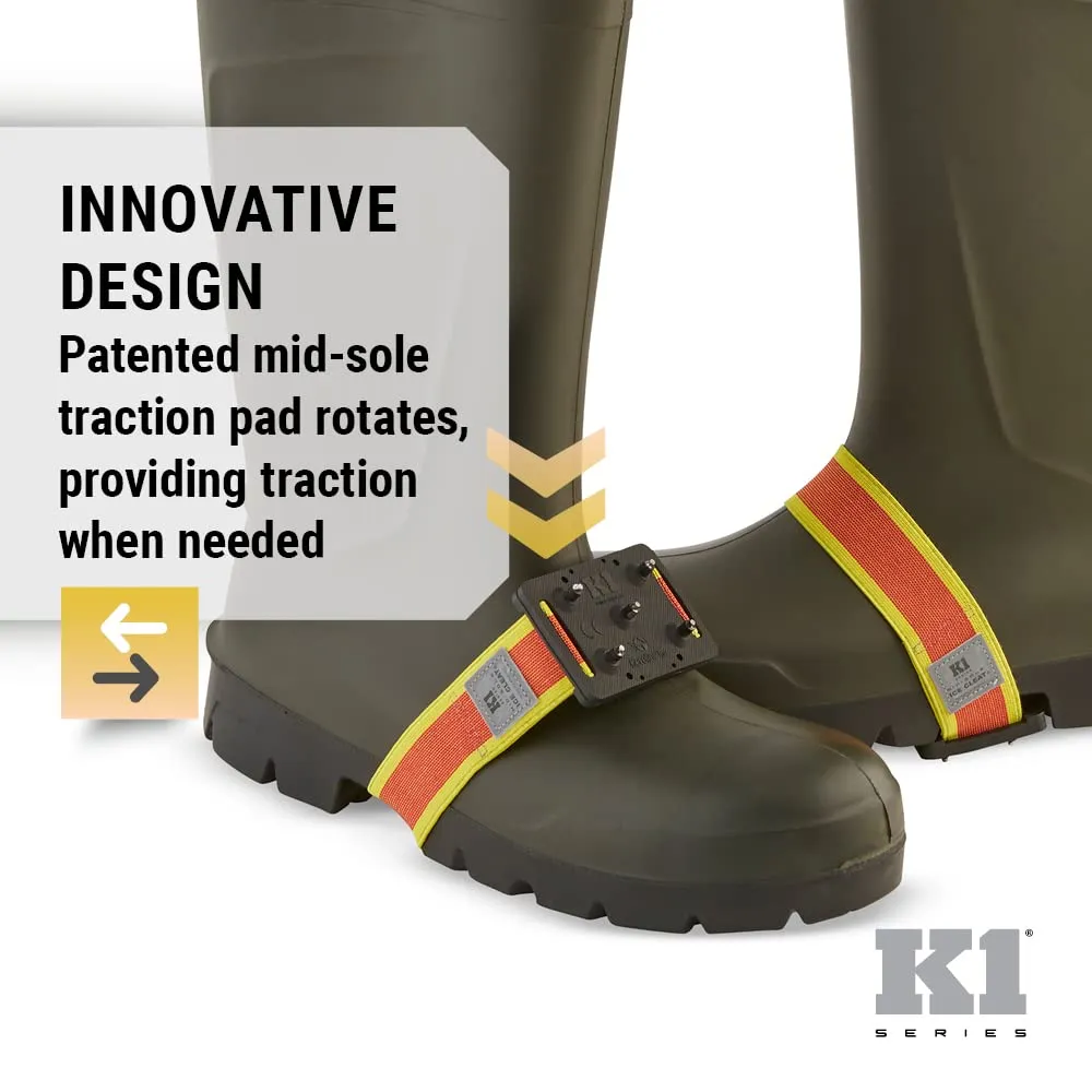 K1 Mid-Sole Intrinsic Ice Cleats for Men & Women - Rotatable Non-Sparking Traction Aids for Winter Snow - High Profile
