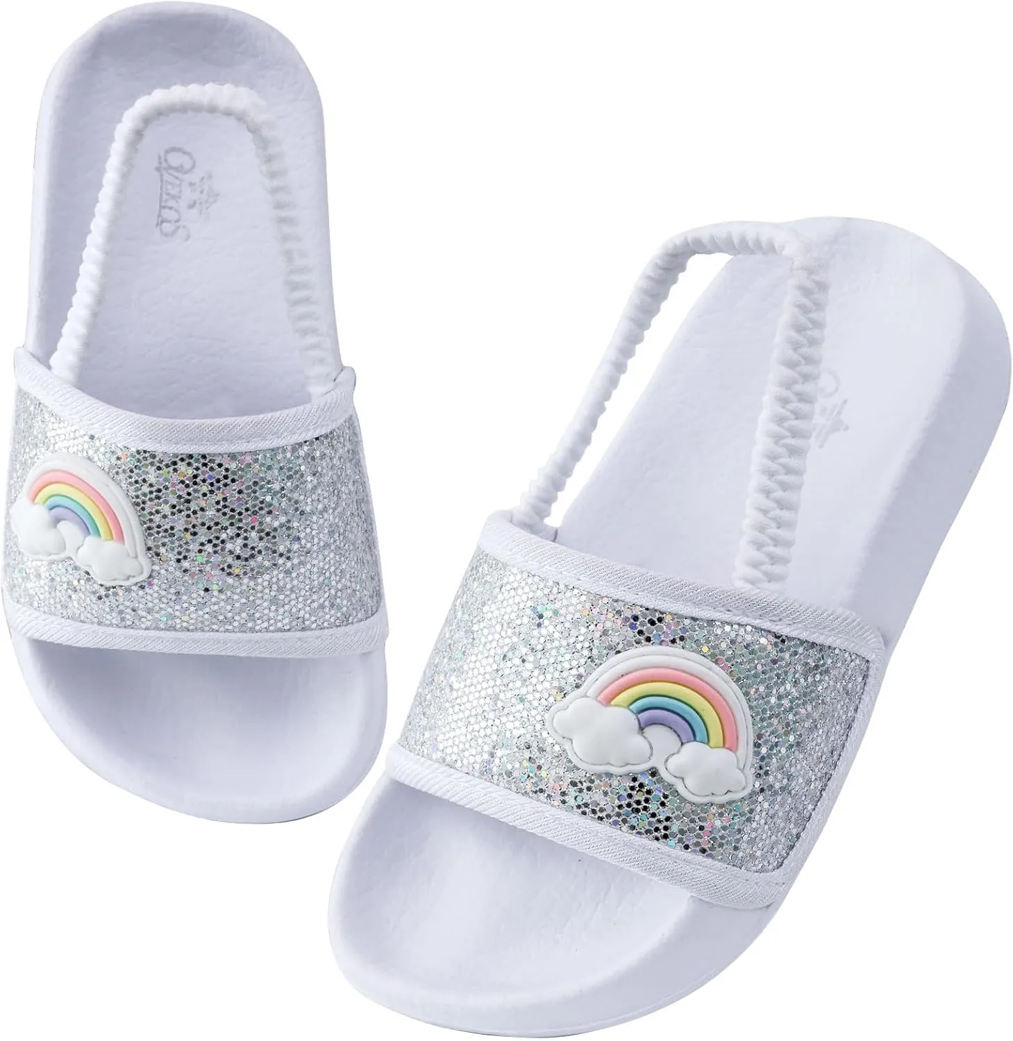 Kids Flip Flops Sandals Toddler Boys Girls Sequin Slides Shower Beach Pool Shoes Slip on Summer Slippers with Back Strap