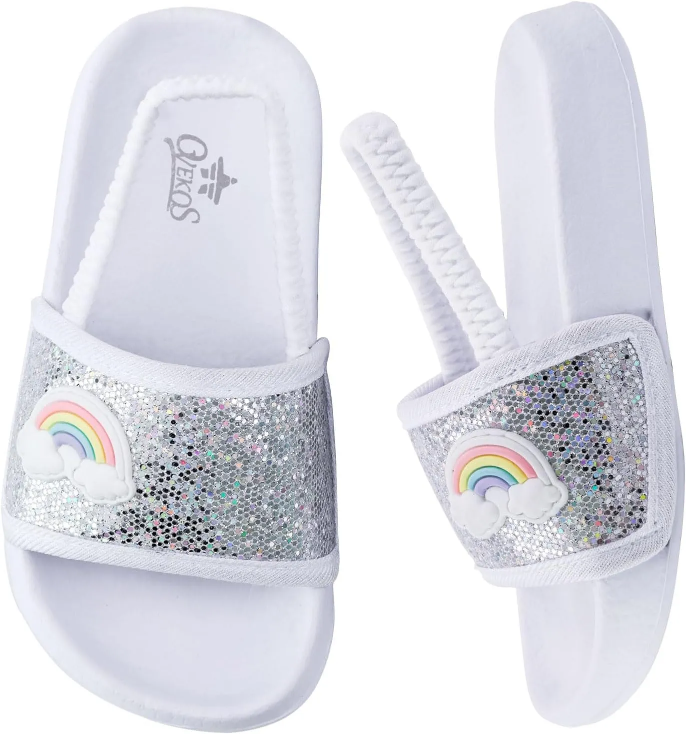Kids Flip Flops Sandals Toddler Boys Girls Sequin Slides Shower Beach Pool Shoes Slip on Summer Slippers with Back Strap