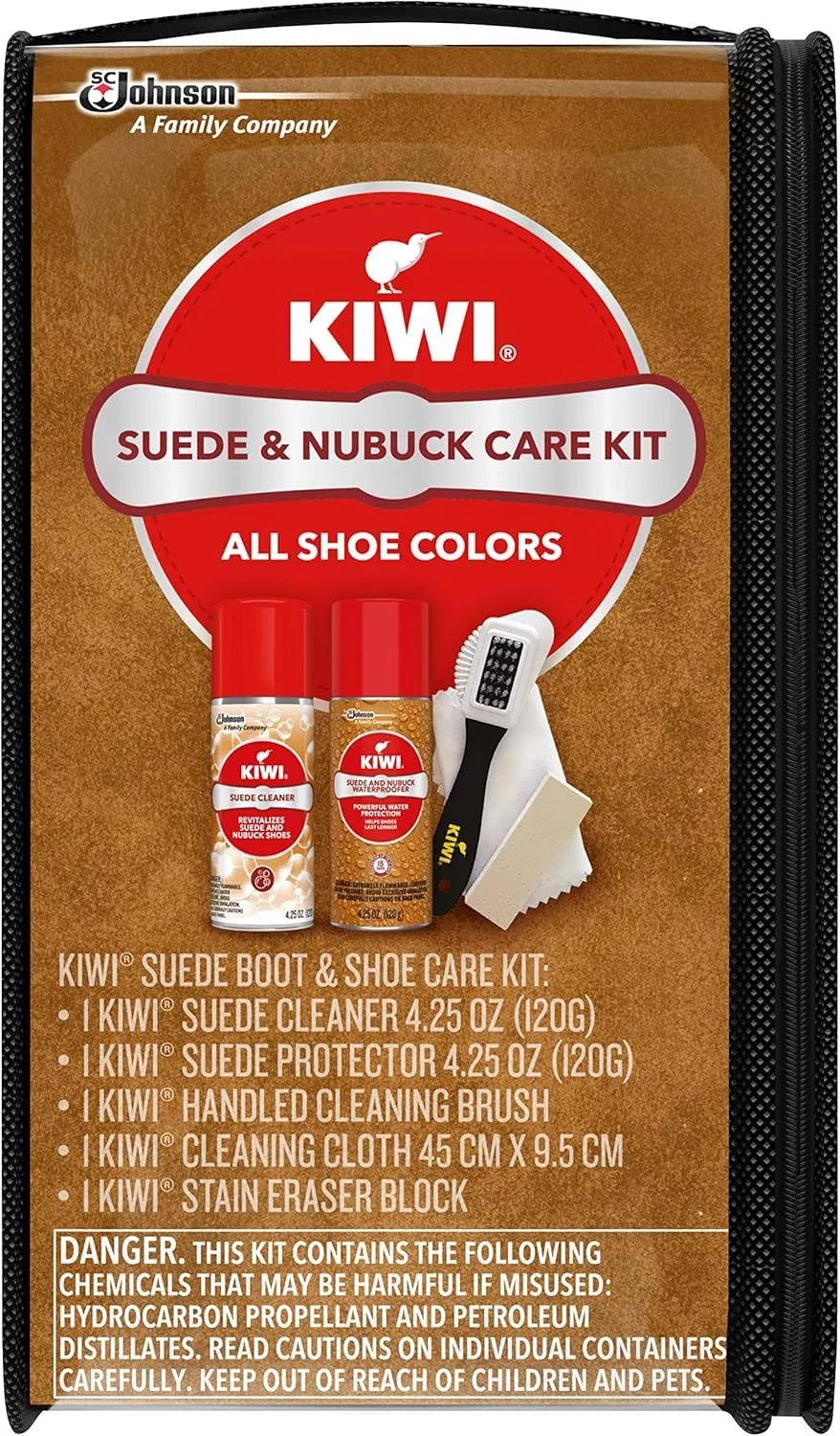 KIWI Suede and Nubuck Shoe Cleaner Kit | For Shoes, Boots, and More | Includes Cleaner, Protector, Brush, Cloth, Eraser Block