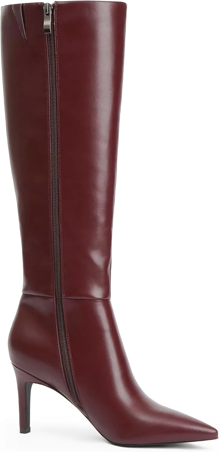 Knee High Boots Women Pointed Toe Tall Boots 3 In Stiletto High Heel Long Boots Side Zipper Dress Knee High Boots