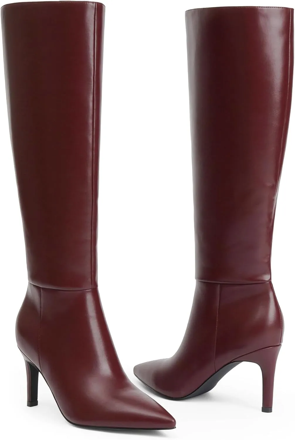 Knee High Boots Women Pointed Toe Tall Boots 3 In Stiletto High Heel Long Boots Side Zipper Dress Knee High Boots