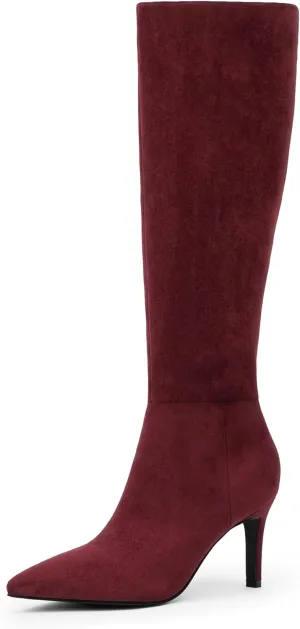 Knee High Boots Women Pointed Toe Tall Boots 3 In Stiletto High Heel Long Boots Side Zipper Dress Knee High Boots