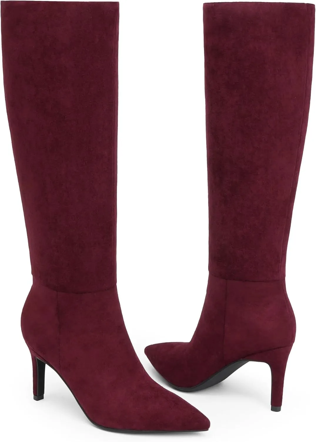 Knee High Boots Women Pointed Toe Tall Boots 3 In Stiletto High Heel Long Boots Side Zipper Dress Knee High Boots
