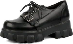 KOKOMOMO Womens Platform Oxford Shoes Chunky Platform Loafers Goth Buckle Shoes