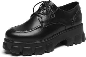 KOKOMOMO Womens Platform Oxford Shoes Chunky Platform Loafers Goth Buckle Shoes