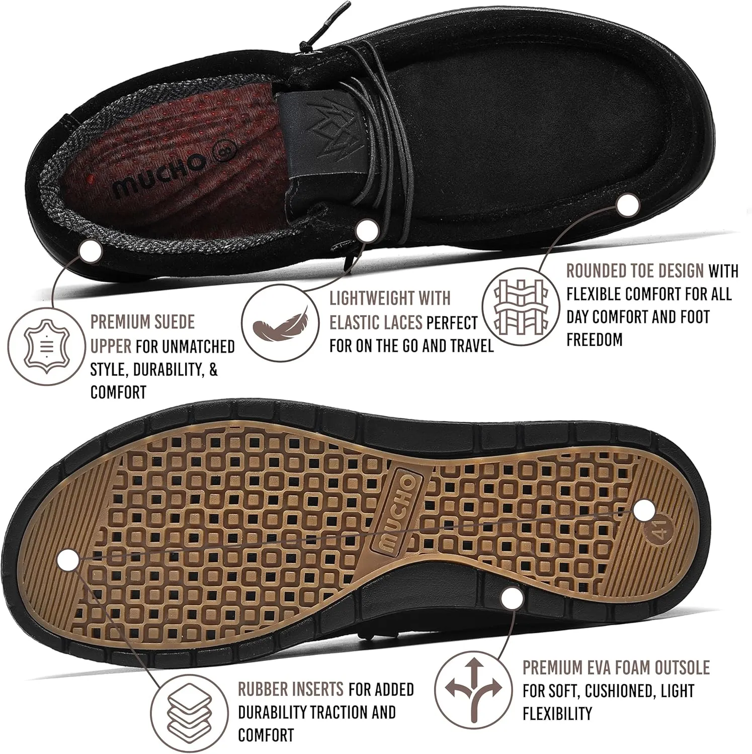 KONA & Chukka Men's Loafers Casual Slip-On Business Casual Shoes- Lightweight and Breathable Slip-On Lace Men's Suede Loafers Sneakers