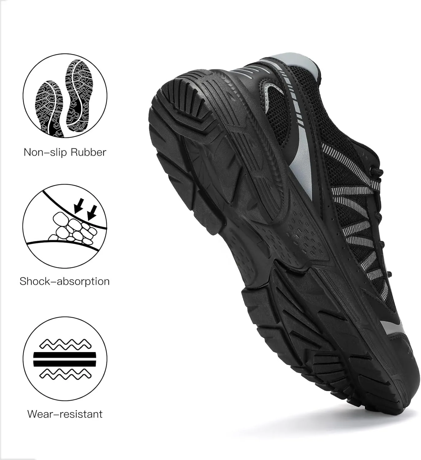 Kricely Men's Walking Shoes Breathable Tennis Running Shoes Lace Up Non Slip Sneakers Athletic Gym Sports Shoes for Men