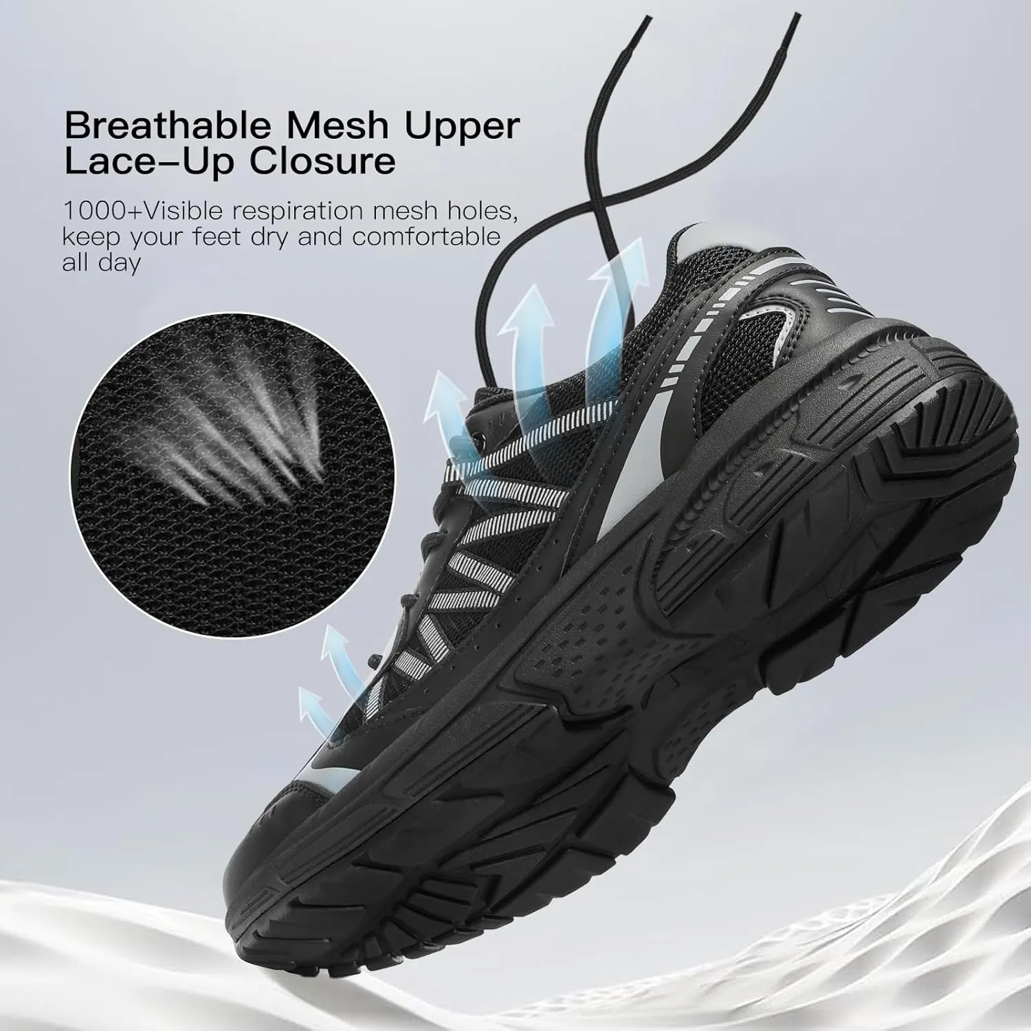 Kricely Men's Walking Shoes Breathable Tennis Running Shoes Lace Up Non Slip Sneakers Athletic Gym Sports Shoes for Men