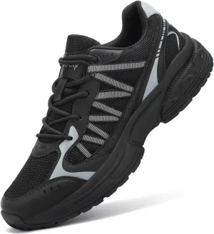 Kricely Men's Walking Shoes Breathable Tennis Running Shoes Lace Up Non Slip Sneakers Athletic Gym Sports Shoes for Men