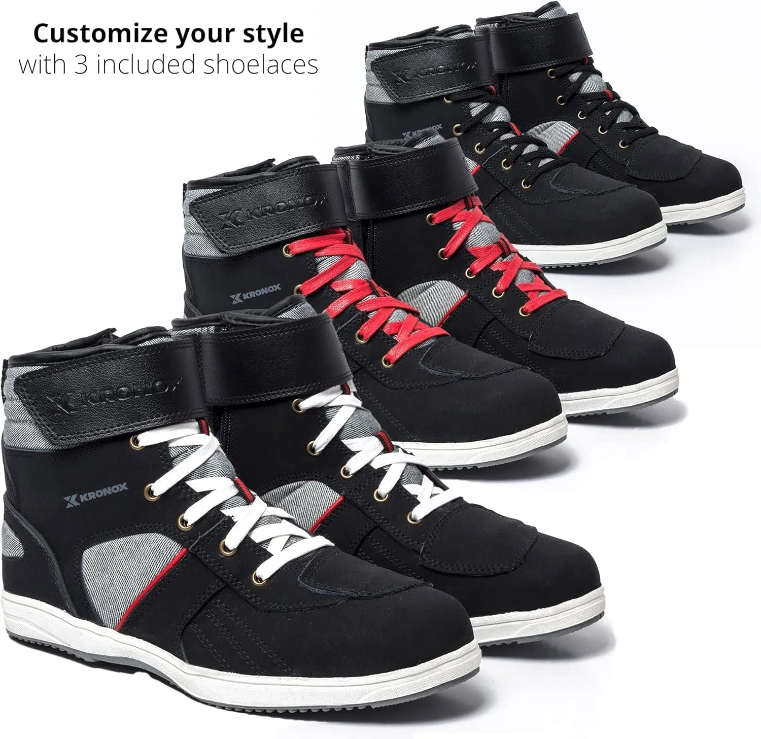 KRONOX Motorcycle Sneakers for Men - Protected Riding Shoes Gear for Street Bike