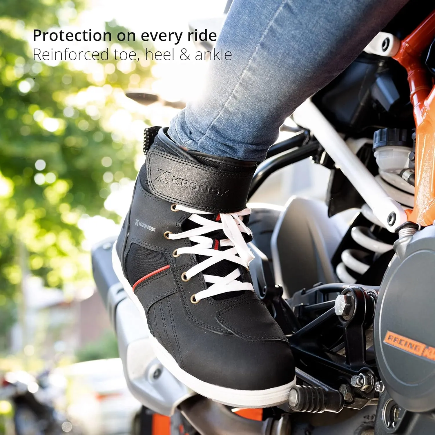 KRONOX Motorcycle Sneakers for Men - Protected Riding Shoes Gear for Street Bike